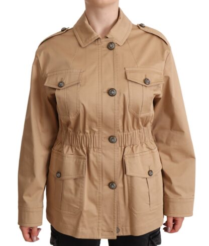 Dolce & Gabbana - Chic Beige Button Down Coat with Embellishments