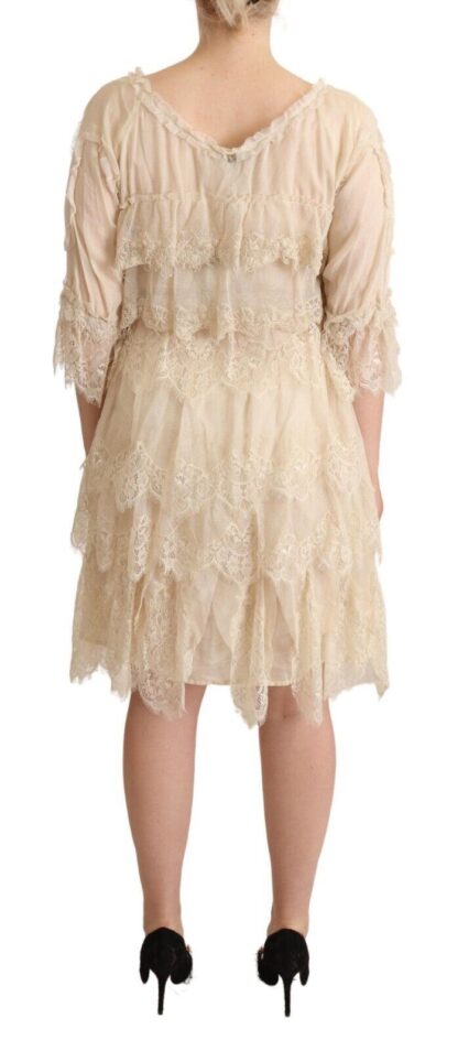 Twinset - Chic Beige Layered 3/4 Sleeve Dress