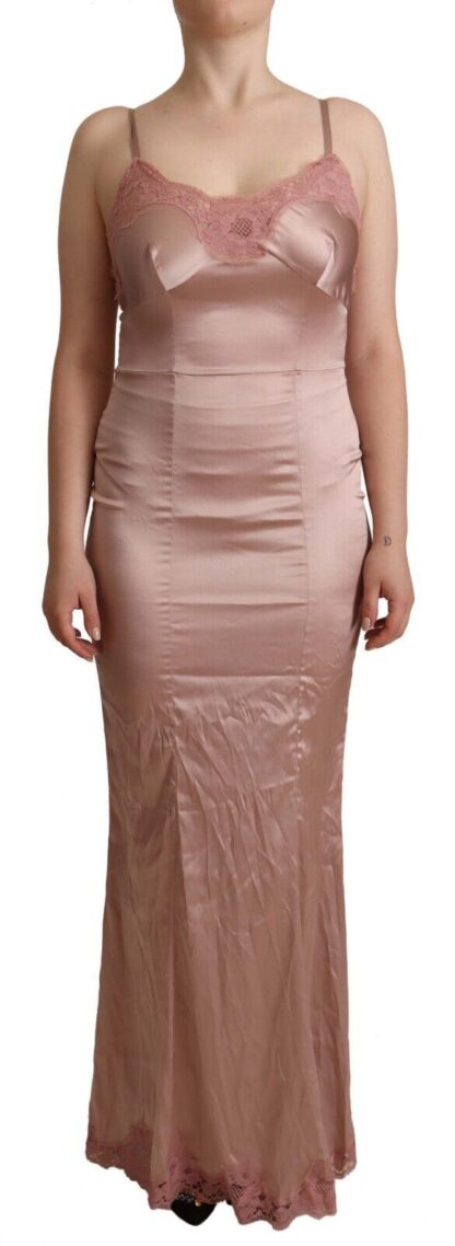 Dolce & Gabbana - Elegant Pink Lace Maxi Bodycon Dress