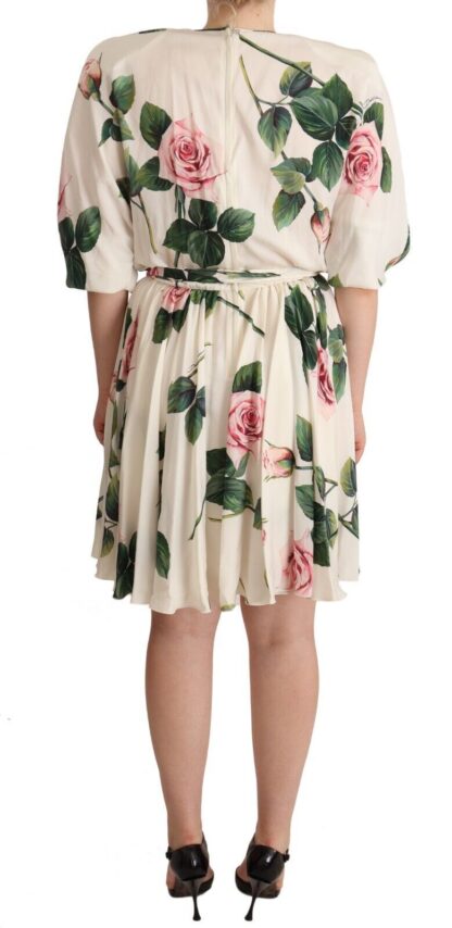 Dolce & Gabbana - Elegant Stretch Silk Pleated Rose Dress