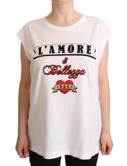 Dolce & Gabbana - Elegant White Motive Print Tank Top