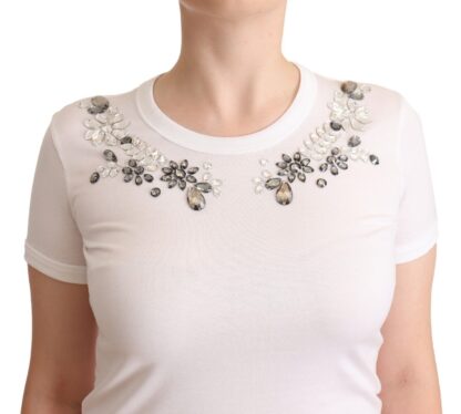 Dolce & Gabbana - Crystal-Embellished White Cotton Tee