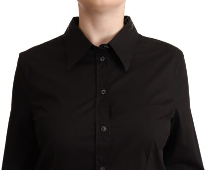 Dolce & Gabbana - Elegant Black Cotton Blend Collared Top