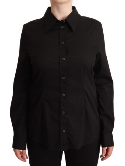 Dolce & Gabbana - Elegant Black Cotton Blend Collared Top