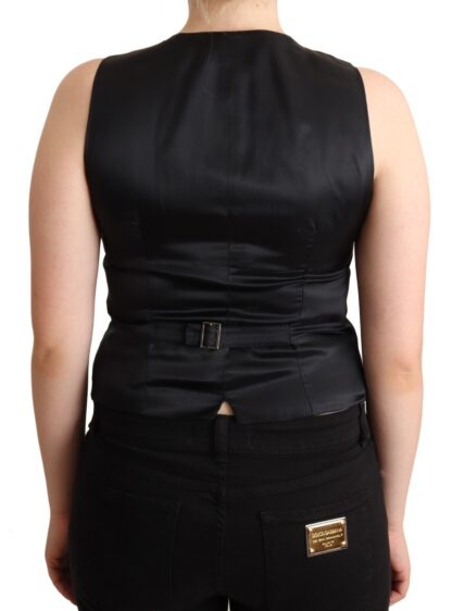 Dolce & Gabbana - Elegant Black Vest Top with Button Detail