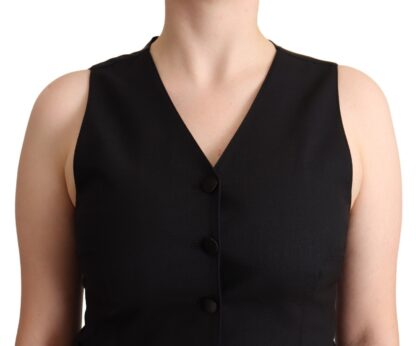 Dolce & Gabbana - Elegant Black Vest Top with Button Detail