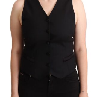 Dolce & Gabbana - Elegant Black Wool Blend Waistcoat Vest Top