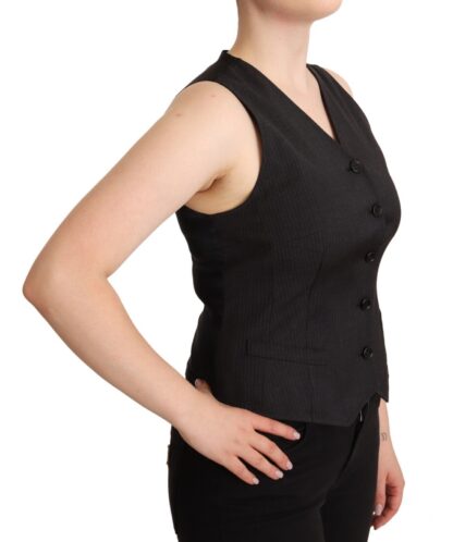 Dolce & Gabbana - Elegant Black Wool Blend Waistcoat Vest Top