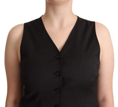 Dolce & Gabbana - Elegant Black Wool Blend Waistcoat Vest Top