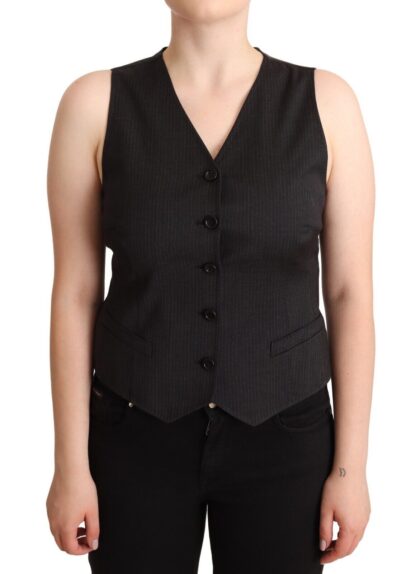 Dolce & Gabbana - Elegant Black Wool Blend Waistcoat Vest Top