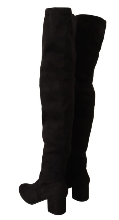 - Chic Knee High Block Heel Boots in Black