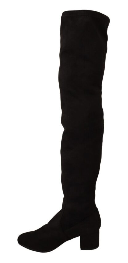 - Chic Knee High Block Heel Boots in Black