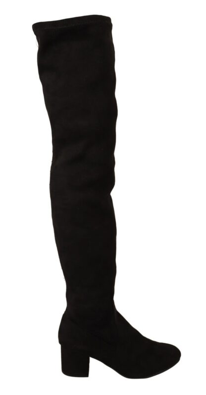 - Chic Knee High Block Heel Boots in Black