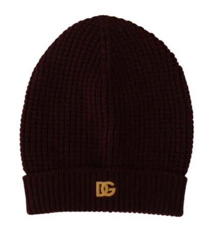 Dolce & Gabbana - Elegant Cashmere Knit Beanie in Dark Red