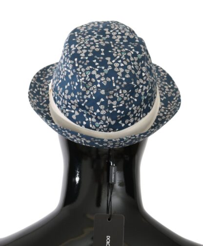 Dolce & Gabbana - Elegant Bow Print Fedora Hat in Blue & White