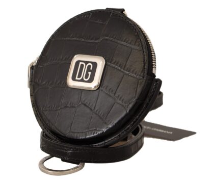 Dolce & Gabbana - Elegant Black Leather Coin Purse with Strap