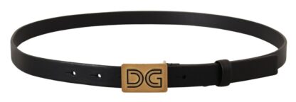 Dolce & Gabbana - Elegant Black Leather Belt with Gold Buckle