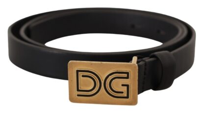 Dolce & Gabbana - Elegant Black Leather Belt with Gold Buckle