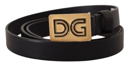 Dolce & Gabbana - Elegant Black Leather Belt with Gold Buckle