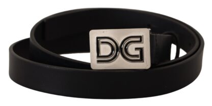 Dolce & Gabbana - Elegant Black Leather Belt with Silver Buckle