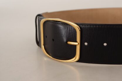 Dolce & Gabbana - Elegant Black Leather Belt with Gold Buckle