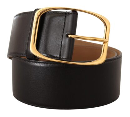 Dolce & Gabbana - Elegant Black Leather Belt with Gold Buckle