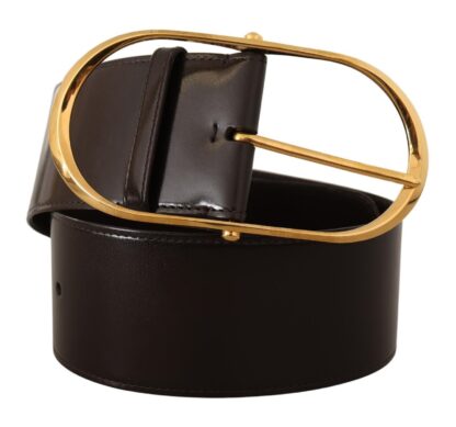 Dolce & Gabbana - Elegant Leather Belt with Gold Oval Buckle