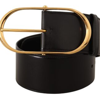 Dolce & Gabbana - Elegant Black Leather Belt with Gold Buckle