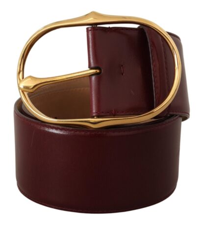 Dolce & Gabbana - Elegant Brown Leather Belt with Gold Oval Buckle