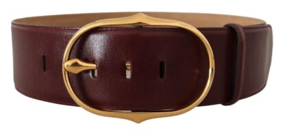 Dolce & Gabbana - Elegant Brown Leather Belt with Gold Oval Buckle