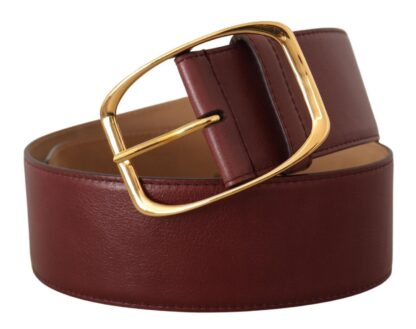 Dolce & Gabbana - Elegant Maroon Leather Belt with Gold Buckle