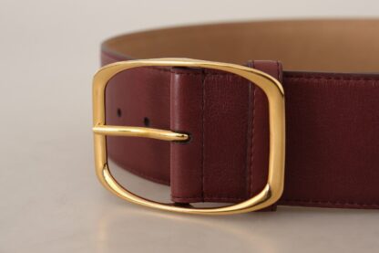 Dolce & Gabbana - Elegant Maroon Leather Belt with Gold Buckle