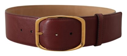 Dolce & Gabbana - Elegant Maroon Leather Belt with Gold Buckle