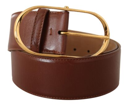 Dolce & Gabbana - Elegant Brown Leather Belt with Gold Buckle