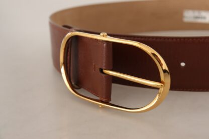 Dolce & Gabbana - Elegant Brown Leather Belt with Gold Buckle