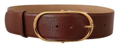 Dolce & Gabbana - Elegant Brown Leather Belt with Gold Buckle