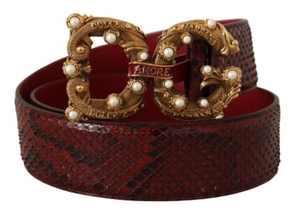 Dolce & Gabbana - Exotic Python Leather Belt with Vintage Brass Buckle