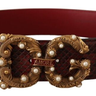 Dolce & Gabbana - Vintage-Brass Logo Pearl Embellished Belt