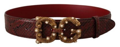 Dolce & Gabbana - Exotic Python Leather Belt with Vintage Brass Buckle