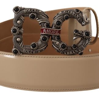 Dolce & Gabbana - Elegant Beige Python & Leather Belt with Pearl Accents