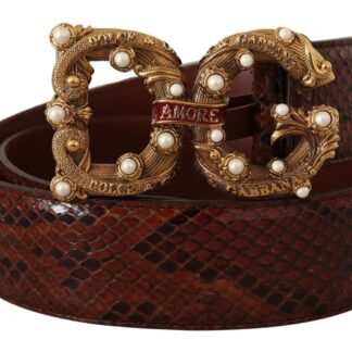 Dolce & Gabbana - Exotic Python Leather Belt with Vintage Brass Buckle