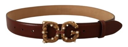 Dolce & Gabbana - Elegant Pearl-Embellished Leather Amore Belt