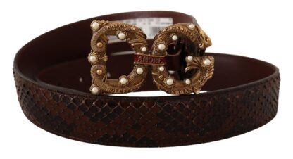 Dolce & Gabbana - Elegant Phyton Leather Pearl Buckle Belt