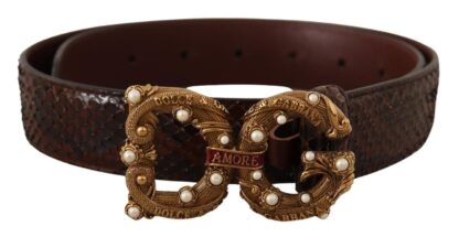 Dolce & Gabbana - Elegant Phyton Leather Pearl Buckle Belt