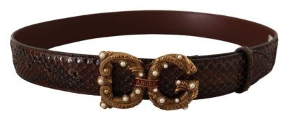 Dolce & Gabbana - Elegant Phyton Leather Pearl Buckle Belt