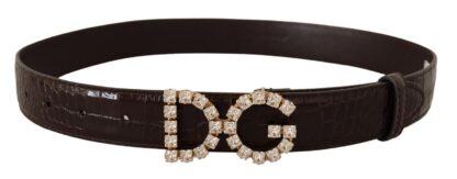 Dolce & Gabbana - Crystal Buckle Crocodile Print Leather Belt