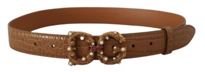 Dolce & Gabbana - Elegant Croco Leather Amore Belt with Pearls