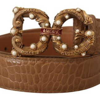 Dolce & Gabbana - Elegant Phyton Leather Pearl Buckle Belt