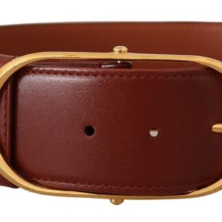 Dolce & Gabbana - Elegant Brown Leather Belt with Gold Buckle