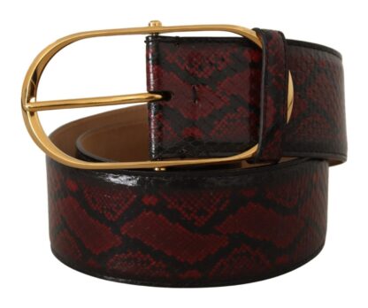 Dolce & Gabbana - Elegant Red Python Leather Belt with Gold Buckle